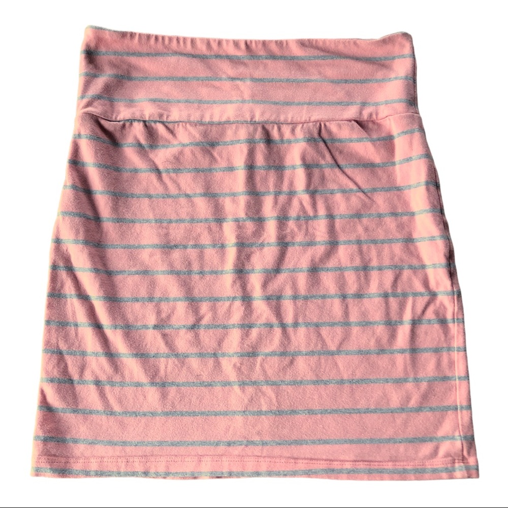 Forever 21 pink and gray striped mini skirt size medium juniors